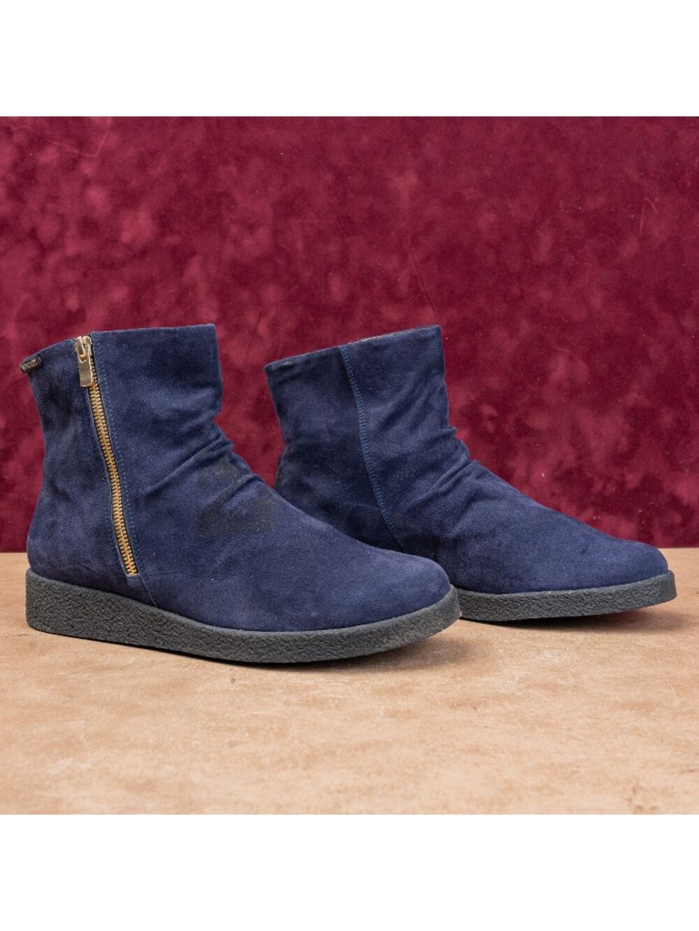 Mephisto Women Cassan Blue Suede Fashion Zip Ankle Boots size 8.5